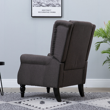 HOMCOM Single Armchair Recliner with Tufting, Wooden Feet, Brown, 76x86x108 cm, Comfortable Single Chair for Living Room & Reading Nook