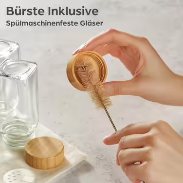 Praknu Spice Rack with Glasses - Spice Rack made of FSC® Wood - 12-Piece Spice Glasses with Bamboo Lids - Incl. Shaker Insert & Labels - Kitchen Organizer Storage