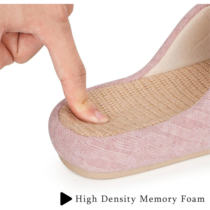 Тапочки жіночі Eagsouni з льону, зручні, з антиковзкою підошвою, з Memory Foam, для дому, рожеві (39/40 EU)