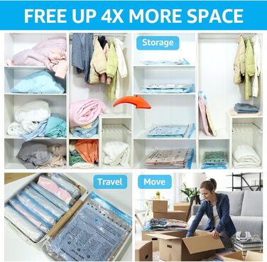 BoxLegend Vacuum Bags, 15-Piece Storage Bags, Travel Bags, Thicker Vacuum Clothes Bags 1XXL+2XL+5L+5M+2S Reusable for Clothing, Comforters, Bedding, Pillows, Wool Blankets, Curtains