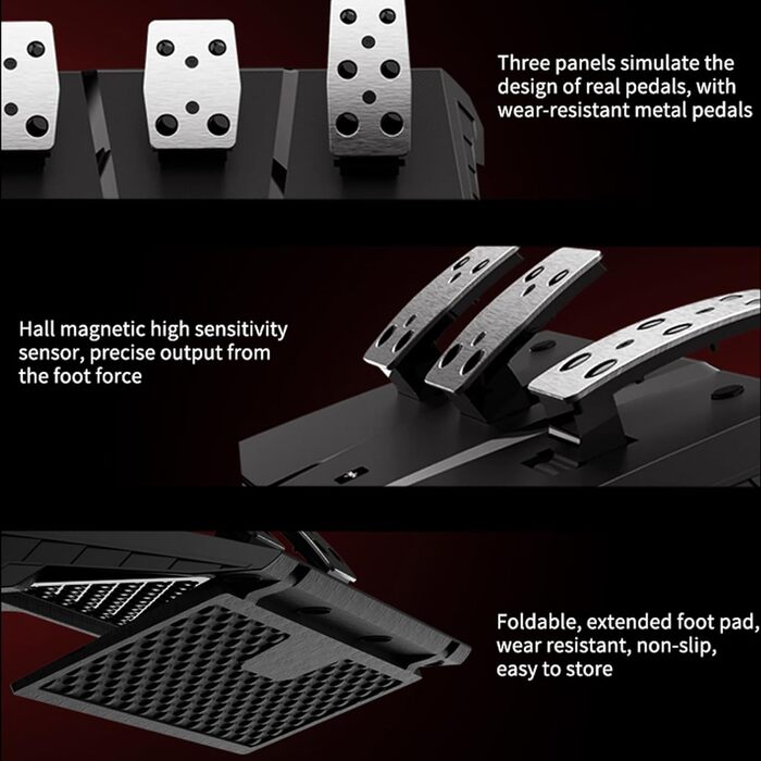 PXN V9 Gen2 Руль для ПК з педалями та перемикачем передач, 270/900° оберт, Магнітний енкодер, Датчик Hall Effect, сумісний з PC, PS4, Xbox One, Xbox Series X|S