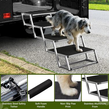 Сходинки для собак великих порід, широкі, 4 сходинки, складана пандус для собак, легкі та неслизькі, для автомобіля, вантажівки та SUV, витримує до 100 кг