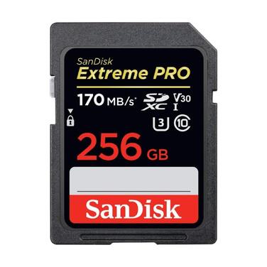 Карта пам'яті SanDisk Extreme PRO 128GB SDXC UHS-I Class 10 U3 V30, швидкість до 170 МБ/с, чорна