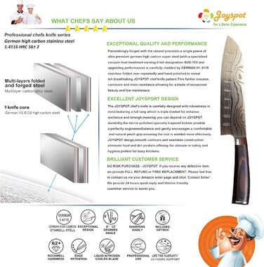 Японський ніж Joyspot Santoku 7 дюймів, професійний ніж для кухні, з нержавіючої сталі, гостра леза, ергономічна ручка