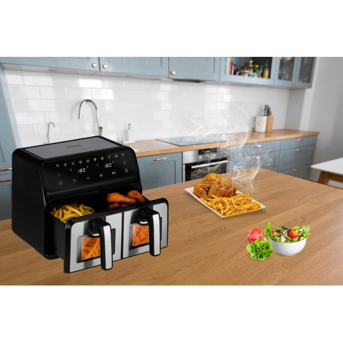 Аерофритюрниця AirDweller ADTJF2 2400 Вт, 9 л, чорно-срібляста