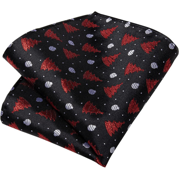 Чоловічий набір для свят: краватка, нагрудна хустинка та запонки DiBanGu з різдвяним малюнком у подарунковій коробці