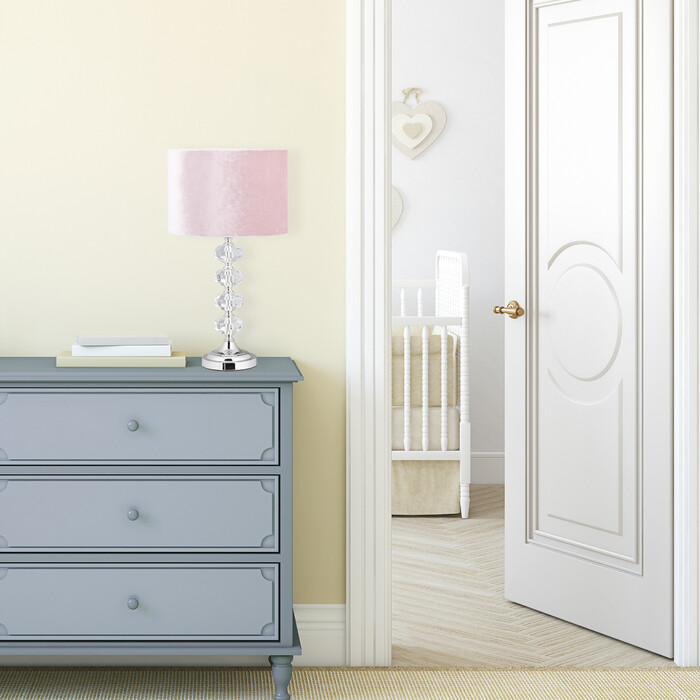 Relaxdays Table Lamp, Crystal and Velvet in Pink