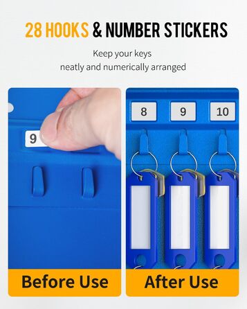 Шкафчик для ключів Uniclife на 60 позицій з комбінацією та ключовим замком, регульовані полиці, цифрова скринька, органайзер ключів (блакитний)