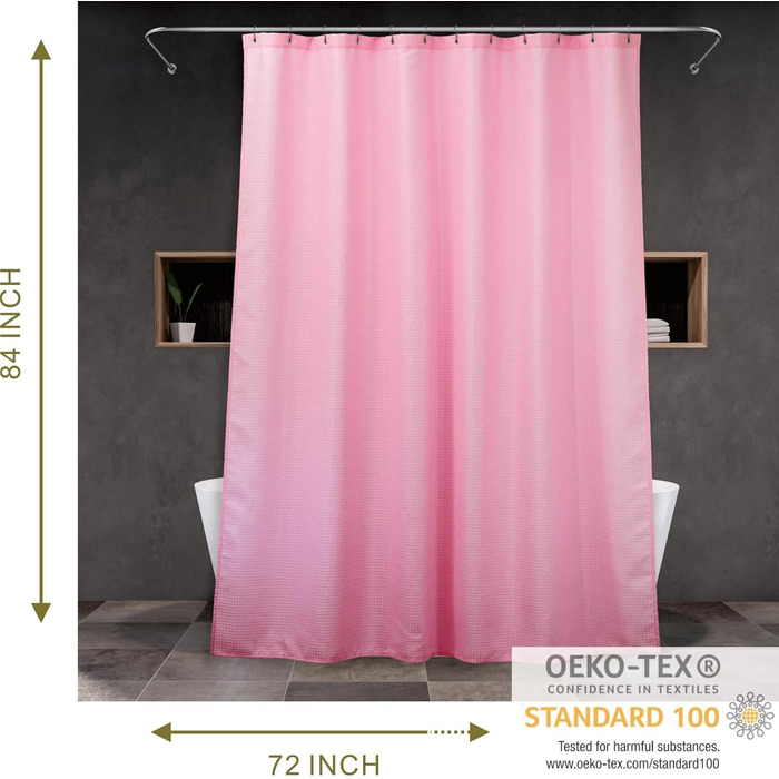 Штора для душу з малюнком вафель, водонепроникна, 183x183 см, рожева - міцний поліестер