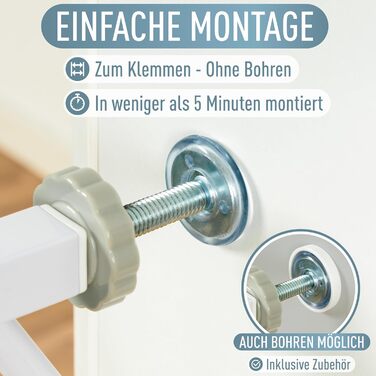 Захист для сходів IB STYLE для дітей та тварин - сітка-бар'єр для дверей, без свердління, білий, 67-75 см (165-175 см)