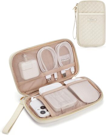 Органайзер для кабелів Bagsmart: кейс для електронних аксесуарів, подорожі, USB, зарядні пристрої, кабель для мобільного телефону, бежевий