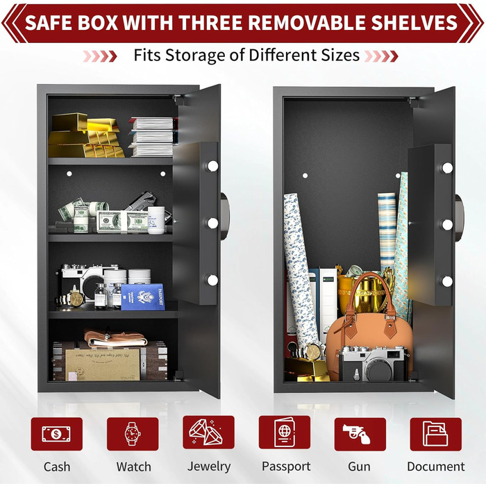 KABISAFE 45L: сейф для дому з електронним замком та ключем, для зберігання грошей, ліків та документів