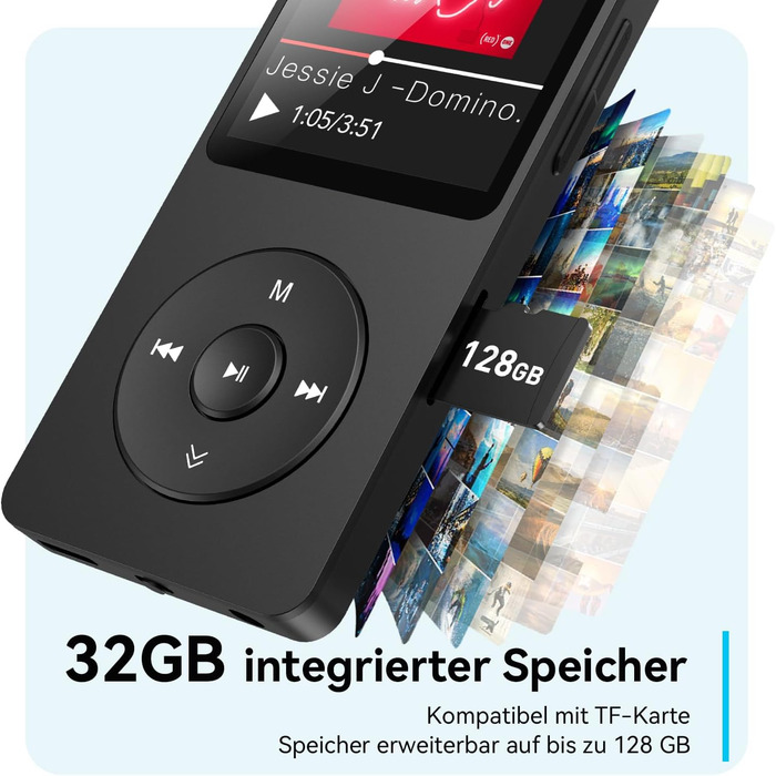 MP3 плеєр AGPTEK 32GB Bluetooth 5.3, 1.8
