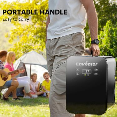 Mini холодильник Enventor 10L: портативний, з подвійним охолодженням, 12V/220V, для авто, кімнати, офісу (чорний)