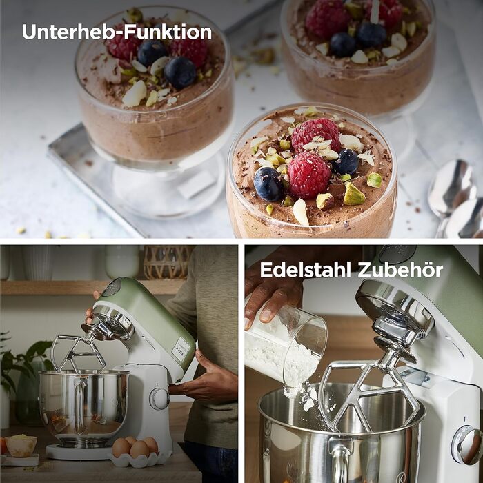 Кухонна машина Kenwood kMix Editions KMX760BC, 1000 Вт, чаша 5 л з нержавіючої сталі, набір для кондитера, зелений металік