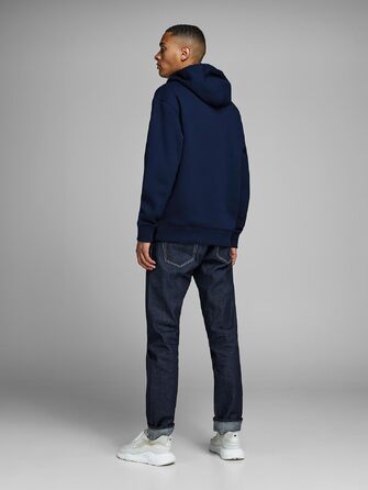 Чоловічий худі з капюшоном JACK & JONES RDD Logo, темно-синій (Navy Blazer), розмір S