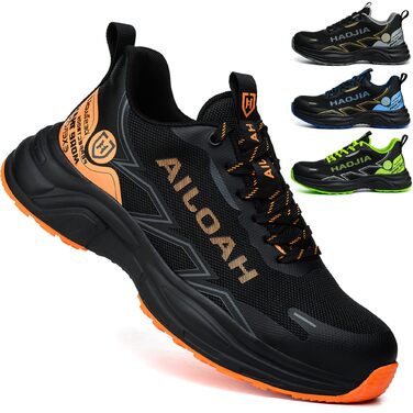 Черевики робочі чоловічі/жіночі, легкі, з металевим підноском, антиковзаючі, дихаючі, для будівництва, майстерні, складу, саду (42 EU, Помаранчевий)