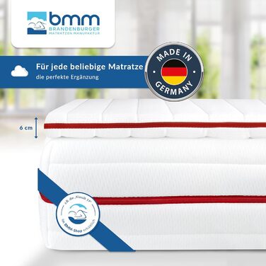 BMM Topper 140x200 cm Classic Premium Firmness H2 soft/Visco-elastic foam topper/Öko-Tex certified/ergonomic mattress topper/height 6 cm/topper produced in Germany