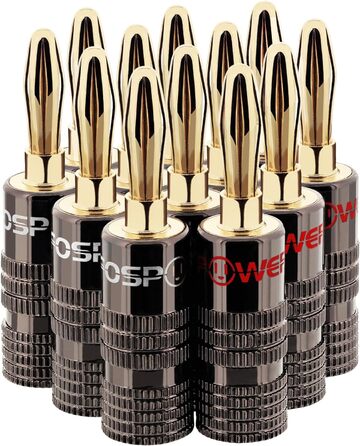 Bananenstecker FosPower для акустичних кабелів: 24K позолота, High-End, 2 пари (4 шт.) - для сабвуферів та стінних панелей