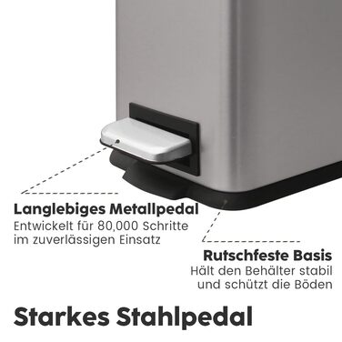 Трюмний смітник для кухні, нержавіюча сталь, 17л, з кришкою та внутрішнім відром