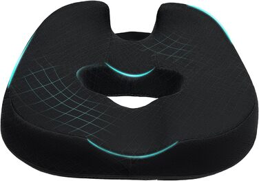 ZHOOGE Orthopedic Donut Seat Cushion for Hemorrhoids & Tailbone Pain - Memory Foam Seat Cushion for Car, Sofa, Office & Wheelchair - Black
