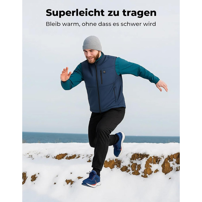 Обогреваемая жилетка KEMIMOTO с функцией App, для мужчин и женщин, с аккумулятором 10000mAh, 4 зоны обогрева, для мотоцикла, катання на лижах (Синій, L)