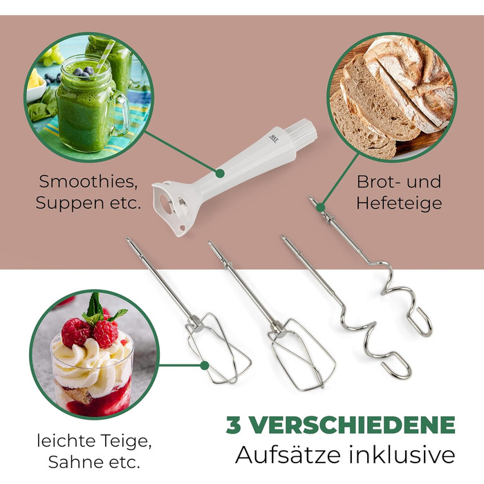 Ручний міксер Clatronic HM 3524: потужний 300W, 5 швидкостей, турбо-режим, знімне насадка