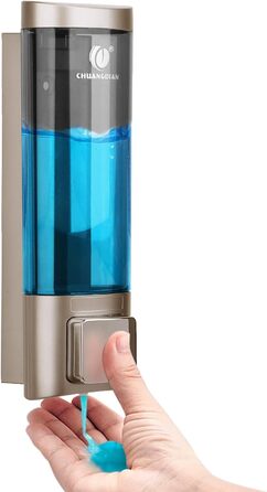 Дозатор для мила настінний без свердління REAQUE, 200 мл, для душу, шампуню, дезінфікуючого засобу, мила, золотий