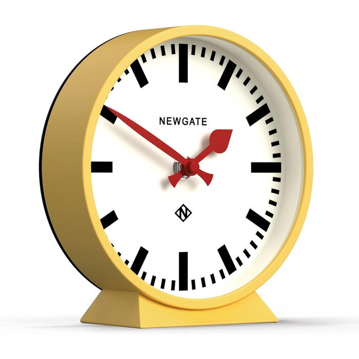 NEWGATE® M Mantel Clock for Fireplace Inserts, Silent, No Ticking, Modern Mantel Clock, Small Mantel Clock, Railroad Dial (Yellow)