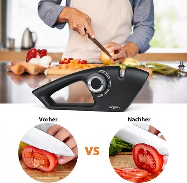 Точилка для ножів Longzon 5-в-1 з регулюванням, антиковзаючі рукавички, для сталі та зубчастих ножів