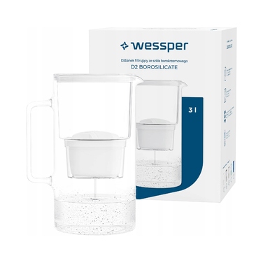 Скляний фільтр-кувшин Wessper D2 BOROSILICATE 3л, білий + фільтр