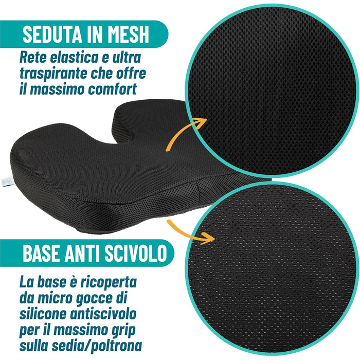 Подушка для попереку MAZZINI з Memory Foam - ергономічна підтримка спини для офісного крісла та авто, антиковзка, знімний чохол, при болях у попереку, для правильної постави