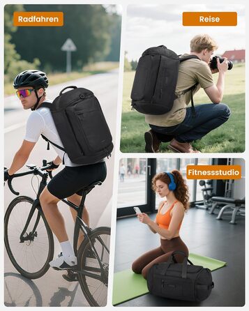 Спортивна сумка LOVEVOOK для жінок та чоловіків, велика сумка для тренувань, туристична сумка з відділенням для взуття, водонепроникна сумка для плавання, Travel Duffle Bag з функцією рюкзака, 45L, 51*28*32 см, Зелений (Бежевий)