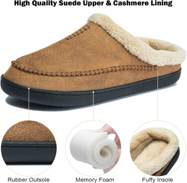 Чоловічі халапи Miqieer з піною Memory Foam, теплі зимові плюшеві халапи (43/44 EU, 570 Коричневий)