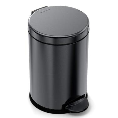 Смітник-педаль simplehuman CW1853CB круглий, 4.5 л, чорна нержавіюча сталь, для ванної кімнати, офісу та спальні