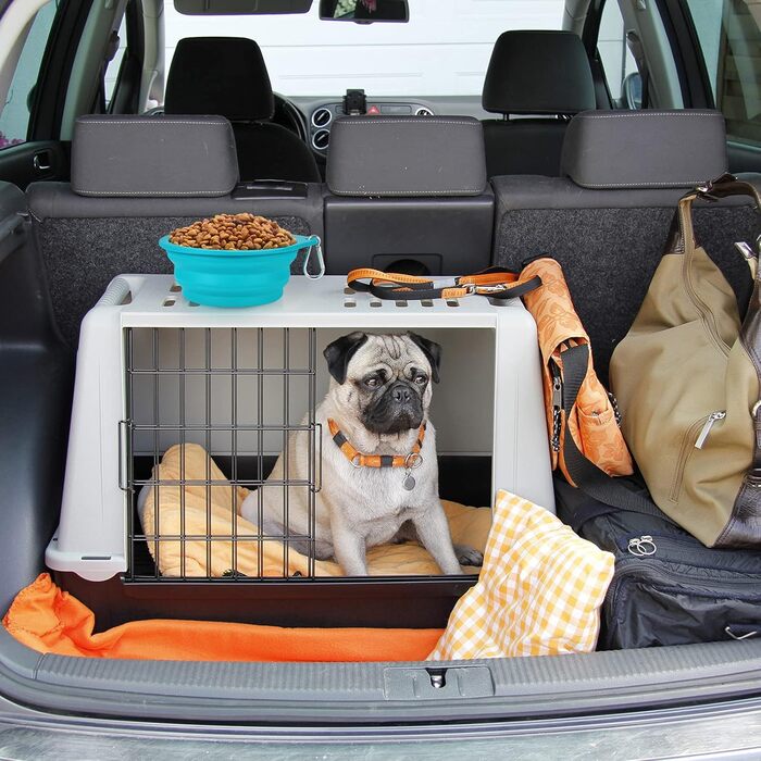 Складний миска для собак SLSON 2 шт. - портативна годівниця для тварин, миска для води, з карабіном, для подорожей, блакитна