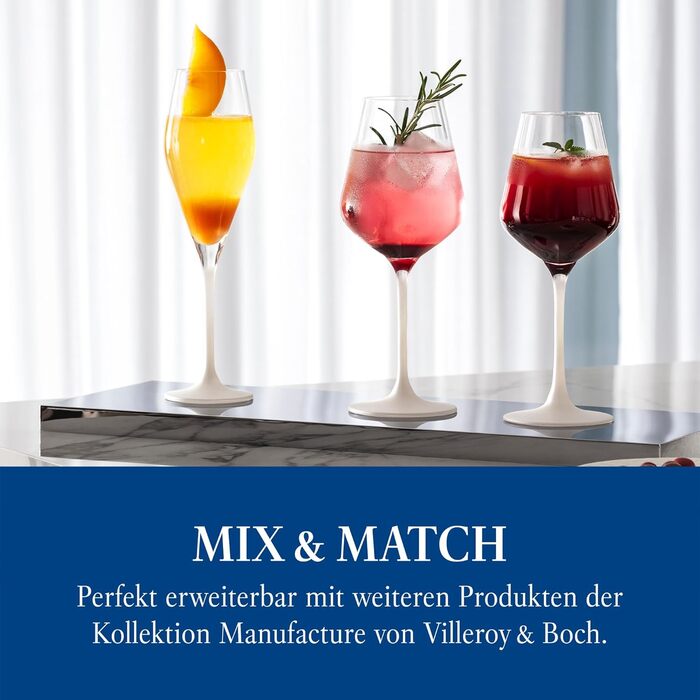 Villeroy & Boch – Manufacture Rock White White Wine Glass Set, 4-Piece. White Wine Glasses, Exceptional Glasses, Glasses for Wine, Crystal Glass