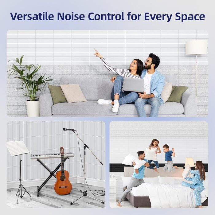 Акустичні панелі Vieshful самоклеючі від шуму з фетру, 30x30x1 см, білі (10 шт) — звукопоглинаючі плити для стін, студії, дому та офісу