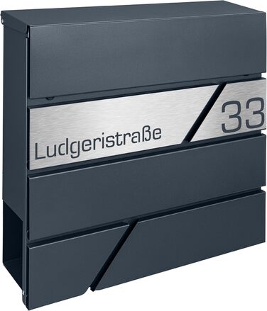 Поштовий ящик з газетницею з нержавіючої сталі, настінний, з замком та відділенням для преси - лазерне гравіювання (Модель 3)