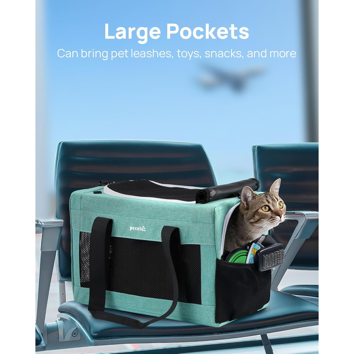 Транспортна сумка для котів Pecute Katzentasche: легка, складана, для котів та маленьких собак, до 4 кг, 44 x 23 x 30 см, аква-зелений