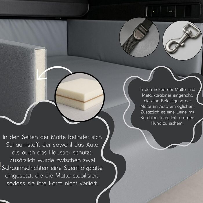 Килимок для собак у багажник Golden Dog, захист для авто, чорний, 110 x 100 см, XL, штучна шкіра