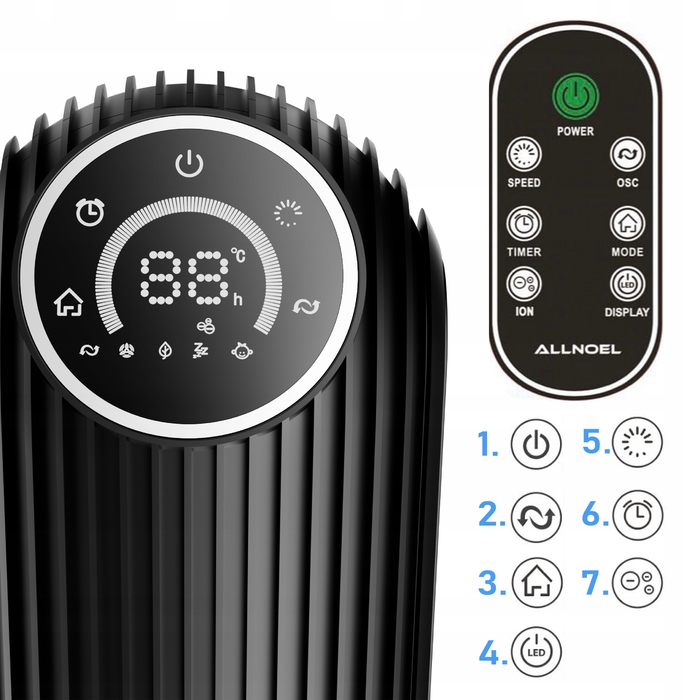 Колонний вентилятор ALLNOEL TF4605TRI-L, чорний