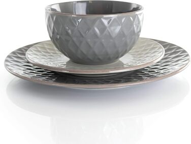 Набір посуду Elama Tahiti з каменю, 16 предметів, сірий та перламутровий