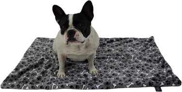 Німецька подушка-підстилка для собак, 65 x 95 см, плюшева, для маленьких та великих собак, миється, можна сушити в сушильній машині (візерунок кісток, антрацит, 45 x 65 см)
