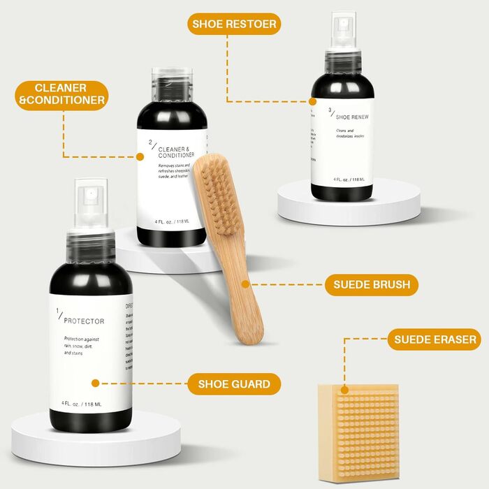 Shoe Cleaning Kit with Eraser and Brush Cleaner Protector Waterproof Conditioner Ideal for Suede and Leather Care