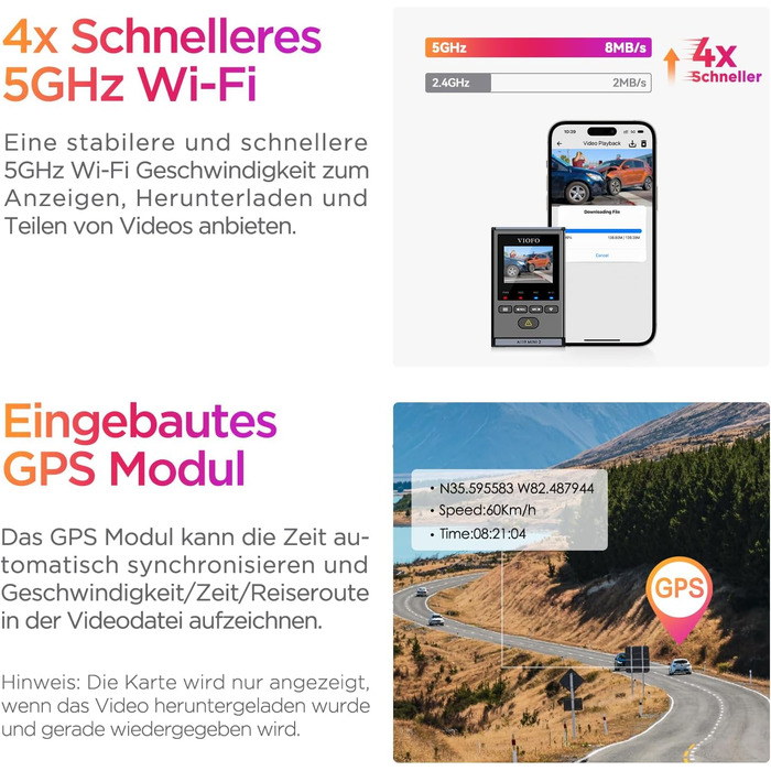 VIOFO A119 Mini 2: Автомобільний відеореєстратор з GPS, 2.7K, Wi-Fi, HDR, нічне бачення STARVIS, голосове керування, 24h паркувальний режим