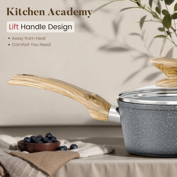 Набір посуду Kitchen Academy індукційний 10 предметів, гранітне антипригарне покриття, товстостінний, без PFOA/PFAS