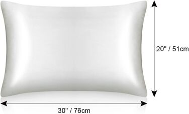 Tenn well Mulberry silk pillowcases for hair and skin, both sides, 100% pure silk, 19 Momme soft, smooth pillowcase with hidden zipper, Standard 51 x 76 cm, White, 2 Pieces Standard 51 x 76cm, 2pcs White