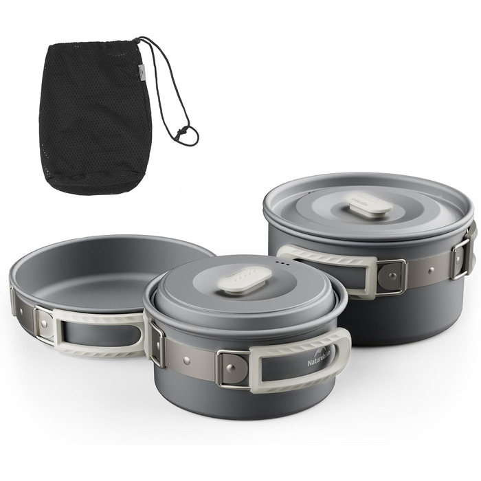 Набір посуду Naturehike для кемпінгу та приготування їжі (2-7 осіб)