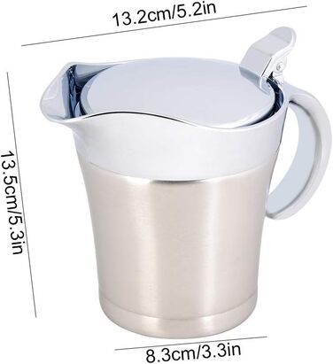 Saucepan, Sauce Pot, Stainless Steel Sauce Creamer Insulated, 304 Stainless Steel Heat and Cold Insulated, Double-Walled, Sauce Pot, Serving Creamer (Small 450Ml)